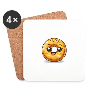 Cheerful Donut with Sprinkles - Colorful Dessert-En - Coasters (set of 4) - white - Front