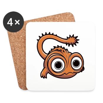 Lustiges kleines Monster mit großen Augen - Untersetzer (4er-Set) - Weiß - Vorne