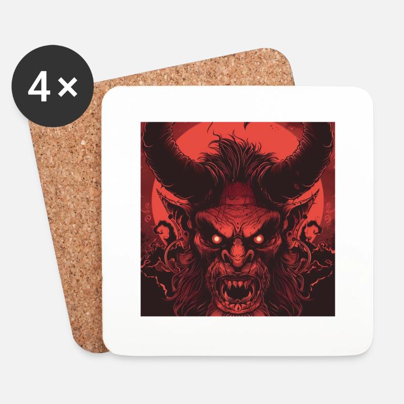 Zorn des Krampus - Untersetzer (4er-Set) - Weiß