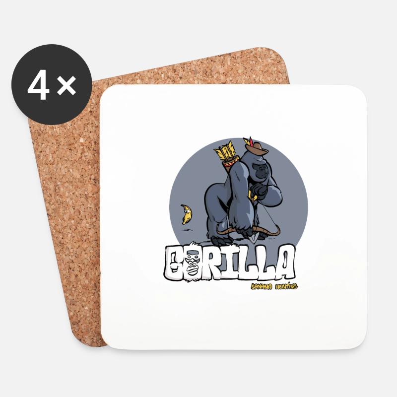 Gorilla hunter - Coasters (set of 4) - white