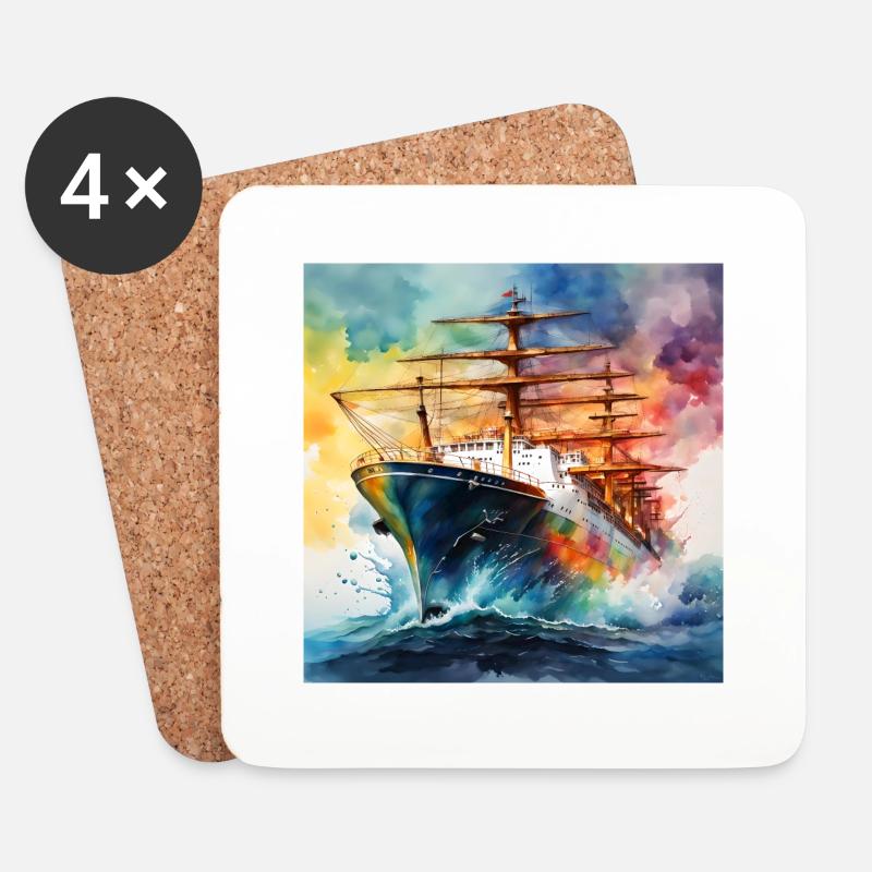 Schiff Tanker - Untersetzer (4er-Set) - Weiß