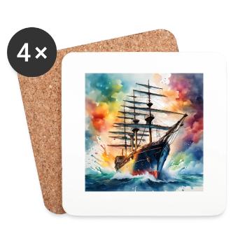 Sailing ship - Coasters (set of 4) - white - Front