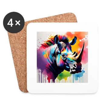 Rhinocéros - Dessous de verre (lot de 4) - blanc - Devant