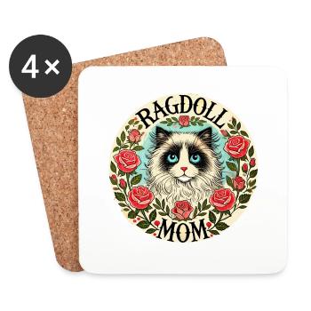 Ragdoll Katze Mama - Untersetzer (4er-Set) - Weiß - Vorne
