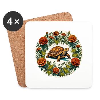 Tortue-boîte - Dessous de verre (lot de 4) - blanc - Devant
