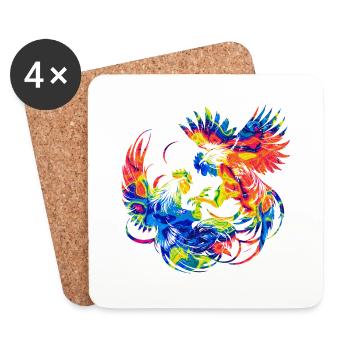 Cock tup fight animal isolated colorful chicken - Coasters (set of 4) - white - Front