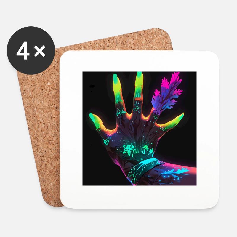 A dense and mystical fort with glove trees - Coasters (set of 4) - white