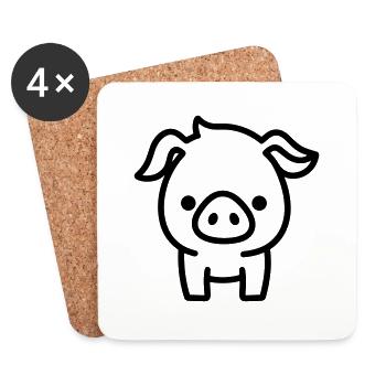 pig - Coasters (set of 4) - white - Front