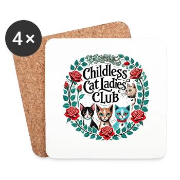 Club des dames Childless Cat - Dessous de verre (lot de 4) - blanc - Devant