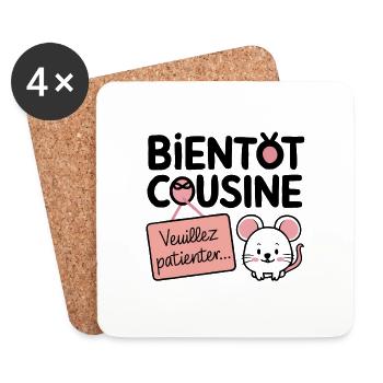 bientôt cousine veuillez patienter - Dessous de verre (lot de 4) - blanc - Devant