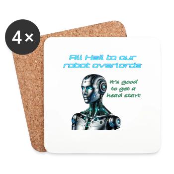 All hail to our robot overlords - Coasters (set of 4) - white - Front