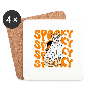 Spooky Duo: Golden Retrievers Halloween Fun - Coasters (set of 4) - white - Front
