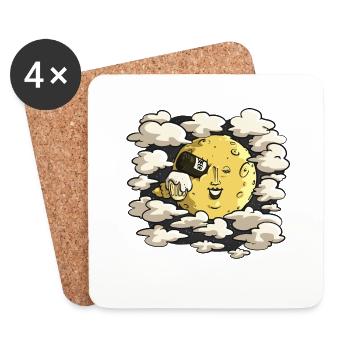 Lune de Méliès et bière - Dessous de verre (lot de 4) - blanc - Devant