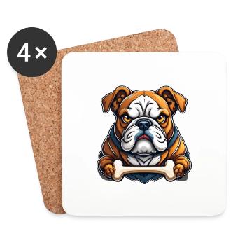 Sauvage animal en colère pugnace combatif bouledogue - Dessous de verre (lot de 4) - blanc - Devant