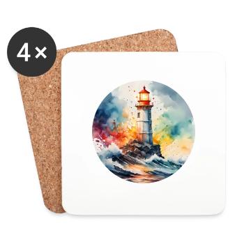 Leuchtturm Runder Batch - Untersetzer (4er-Set) - Weiß - Vorne