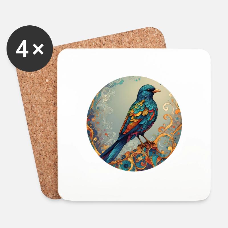 Bird Round Batch - Coasters (set of 4) - white