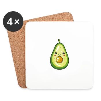 Süße Avocado Illustration - Untersetzer (4er-Set) - Weiß - Vorne