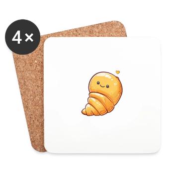 Cute Pastry Cartoon - Coasters (set of 4) - white - Front