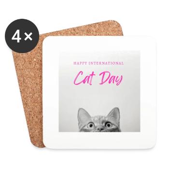 CATS DAY HAPPY INTERNATIONAL - Coasters (set of 4) - white - Front
