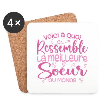 Cadeau Meilleure Sœur - Cadeau Super et cool Soeur - Dessous de verre (lot de 4) - blanc - Devant