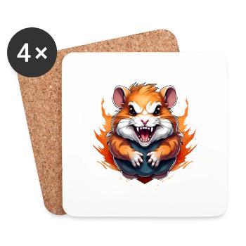Animal sauvage en colère pugnace combatif hamster - Dessous de verre (lot de 4) - blanc - Devant
