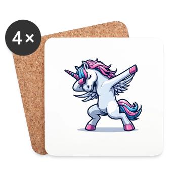 Unicorn Dabbing Einhorn - Untersetzer (4er-Set) - Weiß - Vorne