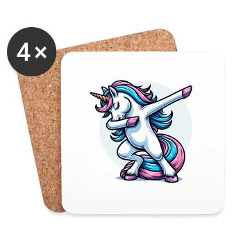 Unicorn Dabbing Einhorn - Untersetzer (4er-Set) - Weiß - Vorne