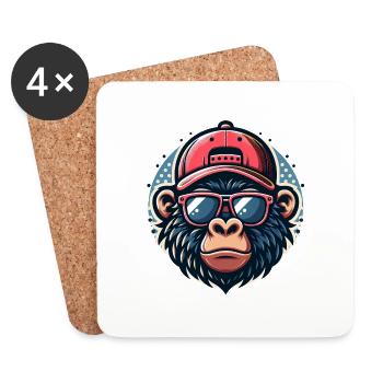 Gorilla with Basecap and Sunglasses - Untersetzer (4er-Set) - Weiß - Vorne