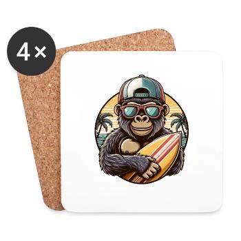 Gorilla with Basecap and Sunglasses and Surfboard - Untersetzer (4er-Set) - Weiß - Vorne