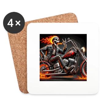 Rocker Skelett - Untersetzer (4er-Set) - Weiß - Vorne