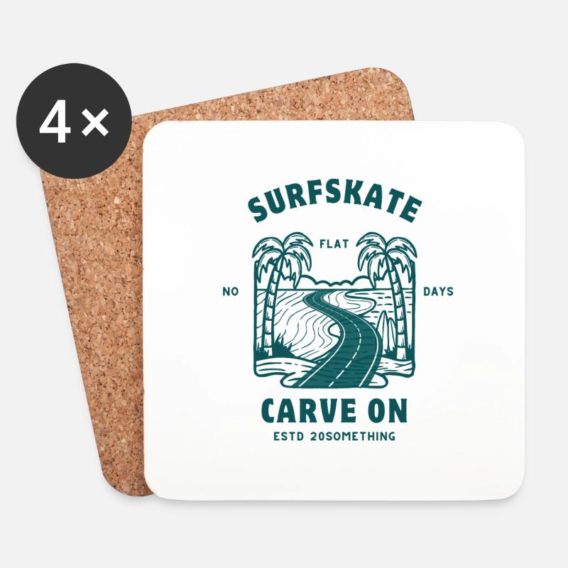 Surfskate Carve On No Flat Days - Untersetzer (4er-Set) - Weiß