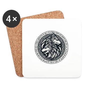 Rune Wolf Gifts - Coasters (set of 4) - white - Front