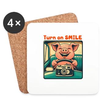 Smiling Pig - Coasters (set of 4) - white - Front