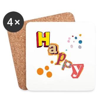 Happy Vibes - Untersetzer (4er-Set) - Weiß - Vorne