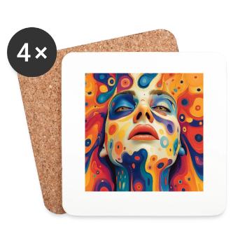 Visage Psychédélique - Dessous de verre (lot de 4) - blanc - Devant