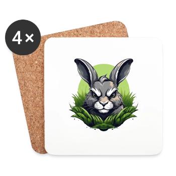 Wild angry rabbit combative motivational sport - Coasters (set of 4) - white - Front