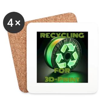 RECYCLING for 3D Print- Motif 01 - Coasters (set of 4) - white - Front
