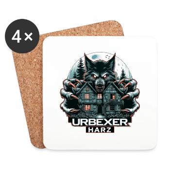 Wolf Urbexer Aufdruck mit einem Lostplace - Untersetzer (4er-Set) - Weiß - Vorne