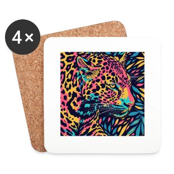 Leopard Pop colors - Coasters (set of 4) - white - Front