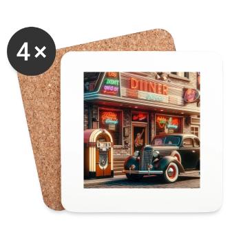 Jukebox-Abendessen - Untersetzer (4er-Set) - Weiß - Vorne