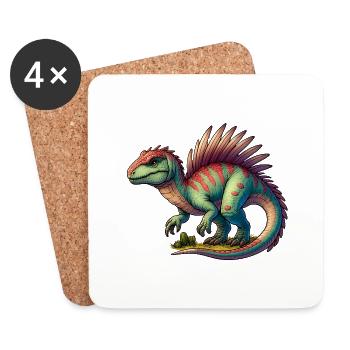 Riesiger Dinosaurier - Erdriese - Untersetzer (4er-Set) - Weiß - Vorne