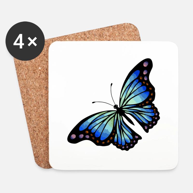 Schmetterling - Untersetzer (4er-Set) - Weiß
