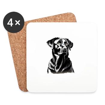Schwarzer Labrador Retriever Hund - Untersetzer (4er-Set) - Weiß - Vorne