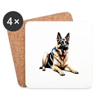 Deutscher Schäferhund - Untersetzer (4er-Set) - Weiß - Vorne