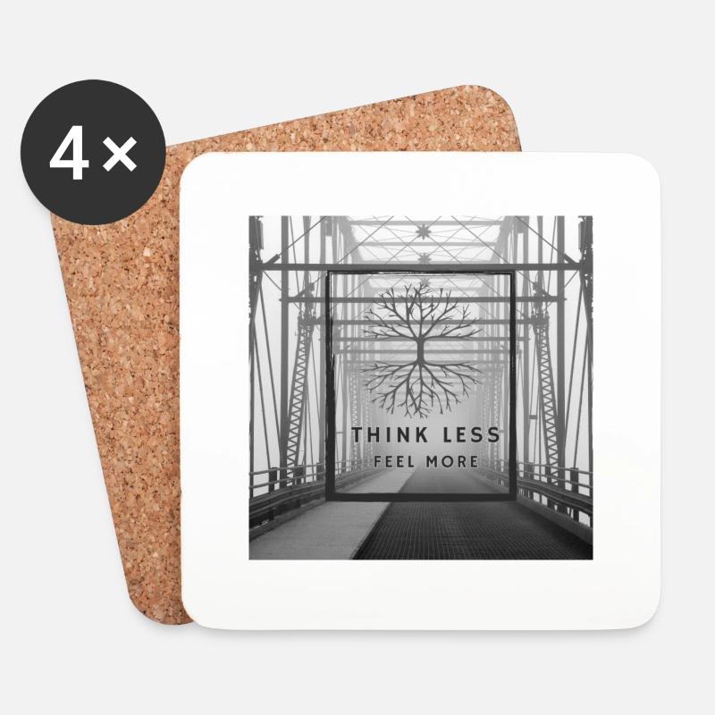 Think Less, Feel More - Untersetzer (4er-Set) - Weiß