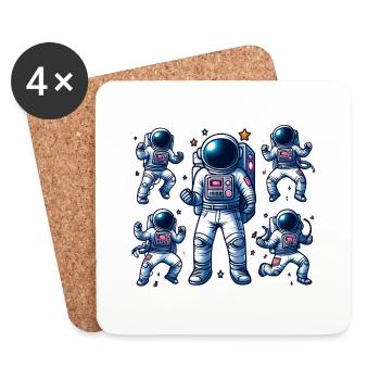 Space Travel - Astroanut Moon Planet - Coasters (set of 4) - white - Front