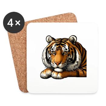 Big Cat Tiger: Master of the Jungle! - Coasters (set of 4) - white - Front