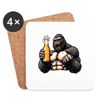 Beer-loving chimpanzee - Coasters (set of 4) - white - Front