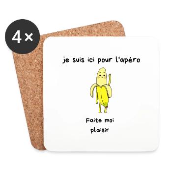 Je suis ici pour l'apéro faite moi plaisir - Dessous de verre (lot de 4) - blanc - Devant