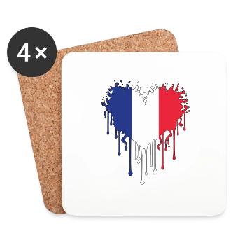 French flag - blue, white, red - Coasters (set of 4) - white - Front